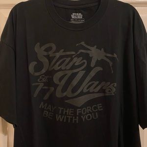 Retro Star Wars May The Force Be With You Black Graphic Logo Title Tee